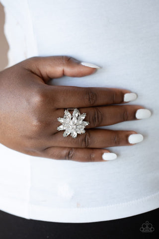 Paparazzi Am I GLEAMing? - White - Ring - Life of the Party Exclusive February 2021